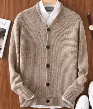 Мужская шерсть кардиган лацкан пуговица утолщенный случайный вязаный свитер сплошной цвет пеплум кашемир куртка